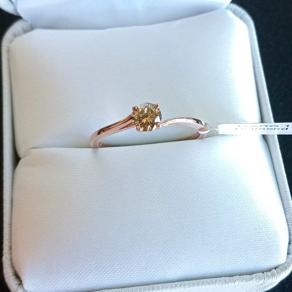 (SOLD) 14K Rose Gold Diamond Solitaire 0.3ct Ring Sz6.5 - Picture 3 of 10